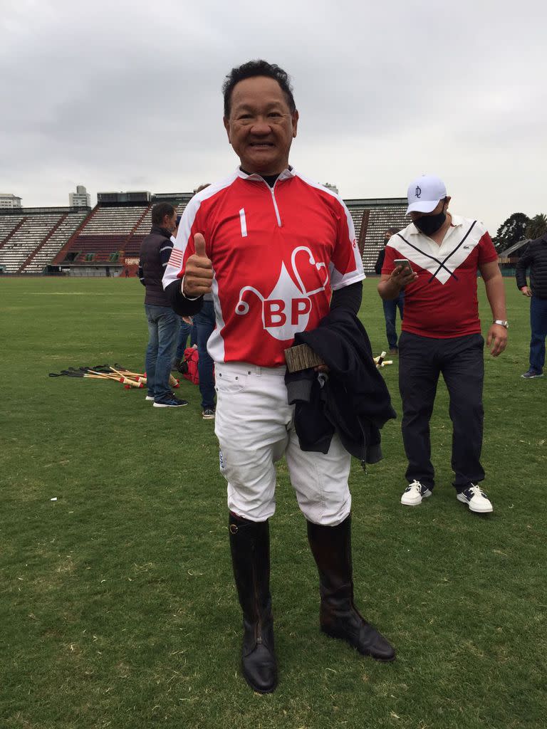 Chun Chuan Beh, el patrón malayo de Adolfito Cambiaso a pura felicidad tras jugar por primera vez en Palermo