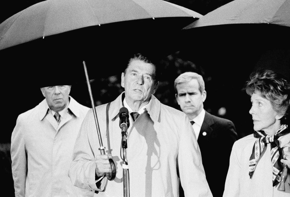 Reagan said that was no words to properly express our outrage of the terrorist bombing