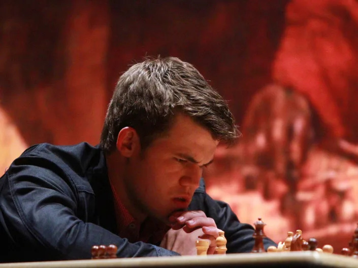 Magnus Carlsen from Norway plays a chess game on November 25, 2012, in Mexico City, Mexico.