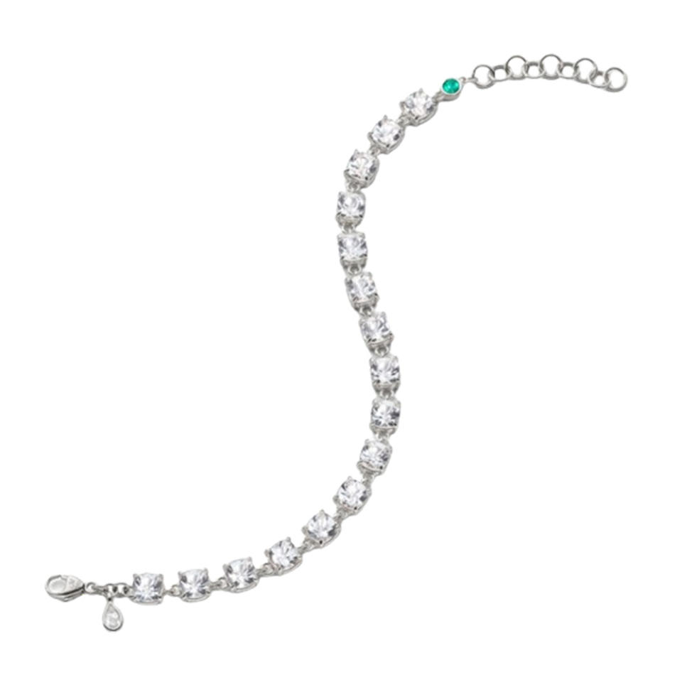 Monica Rich Kossann Cushion Rock Crystal Tennis Bracelet on white background