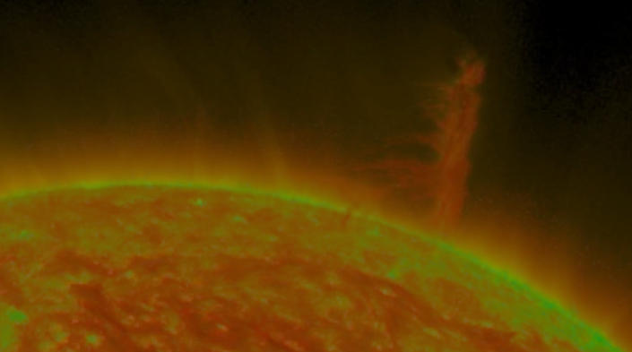 Huge solar tornado as tall as 14 Earths hurls plasma cloud into space.  Here's the video.