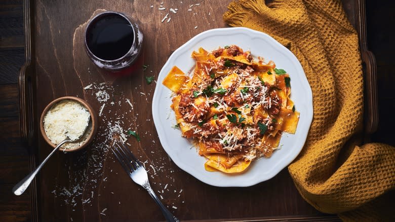 ragu pasta with parmesan