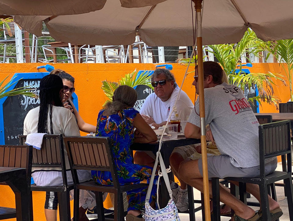 EXCLUSIVE: Armie Hammer is spotted at a restaurant in the Cayman Islands for the first time since allegations of sexual assault and cannibalistic fantasies we re made against him earlier this year. The actor  has changed his look considerably since we saw him last, having gotten a short crewcut and seemingly put on a few pounds. Spotted with two older people at lunch, along 3 other females â€“ all appeared to be nothing more than friends. According to an eyewitness who was also eating at the Macaboca, 