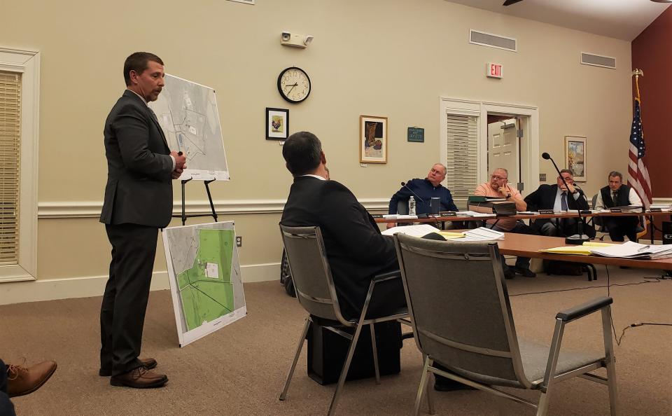 Mark Gimigliano, a professional engineer with Dykstra Walker Design Group, speaks during a Lafayette Land Use Board meeting on Wednesday, Feb. 16, 2023.