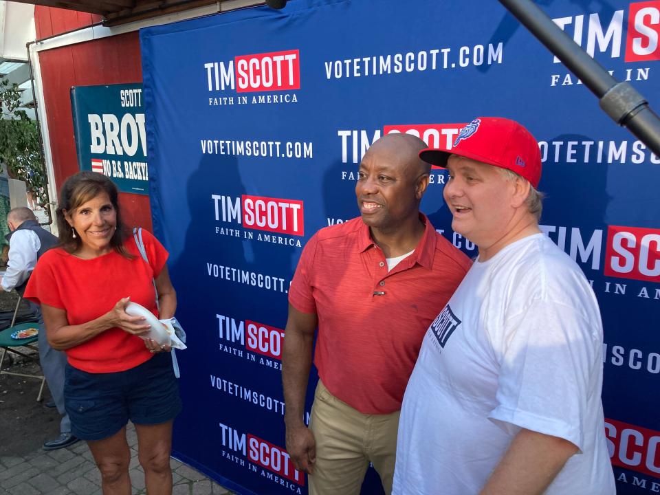 South Carolina Republican U.S. Senator Tim Scott, a 2024 GOP presidential candidate, made a campaign stop in Rye on Thursday, Sept. 7, 2023 hosted by former U.S. Senator Scott Brown and his wife, Gail Huff Brown.