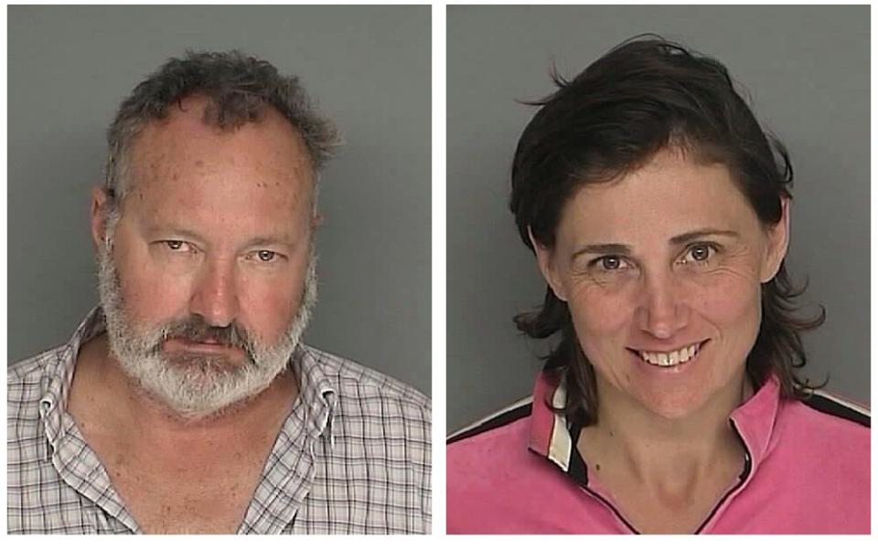 Police booking photos of Randy and Evi Quaid, taken following their 2010 arrest for burglary in California - Credit: PA