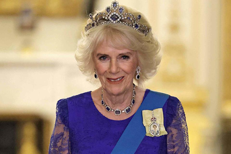 CHRIS JACKSON/POOL/AFP via Getty Queen Camilla at a State Banquet in 2022