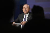 Turkish Foreign Minister Mevlut Cavusoglu attends the Med 2022 Dialogues forum, in Rome, Friday, Dec. 2, 2022. (AP Photo/Andrew Medichini)