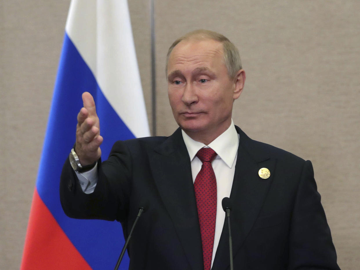 Russian President Vladimir Putin gestures during a news conference after a BRICS summit in Xiamen, China: REUTERS