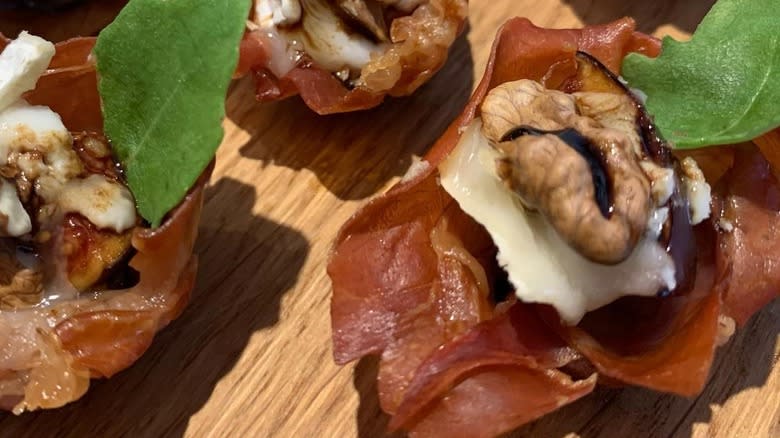 prosciutto cups on board