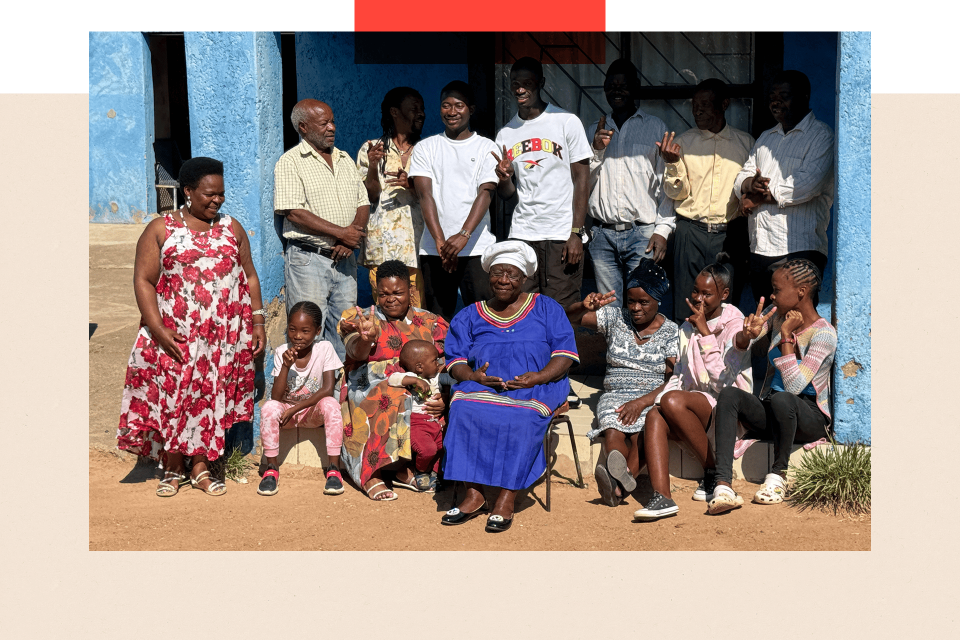 Cynthia Mthebe with her children and grandchildren