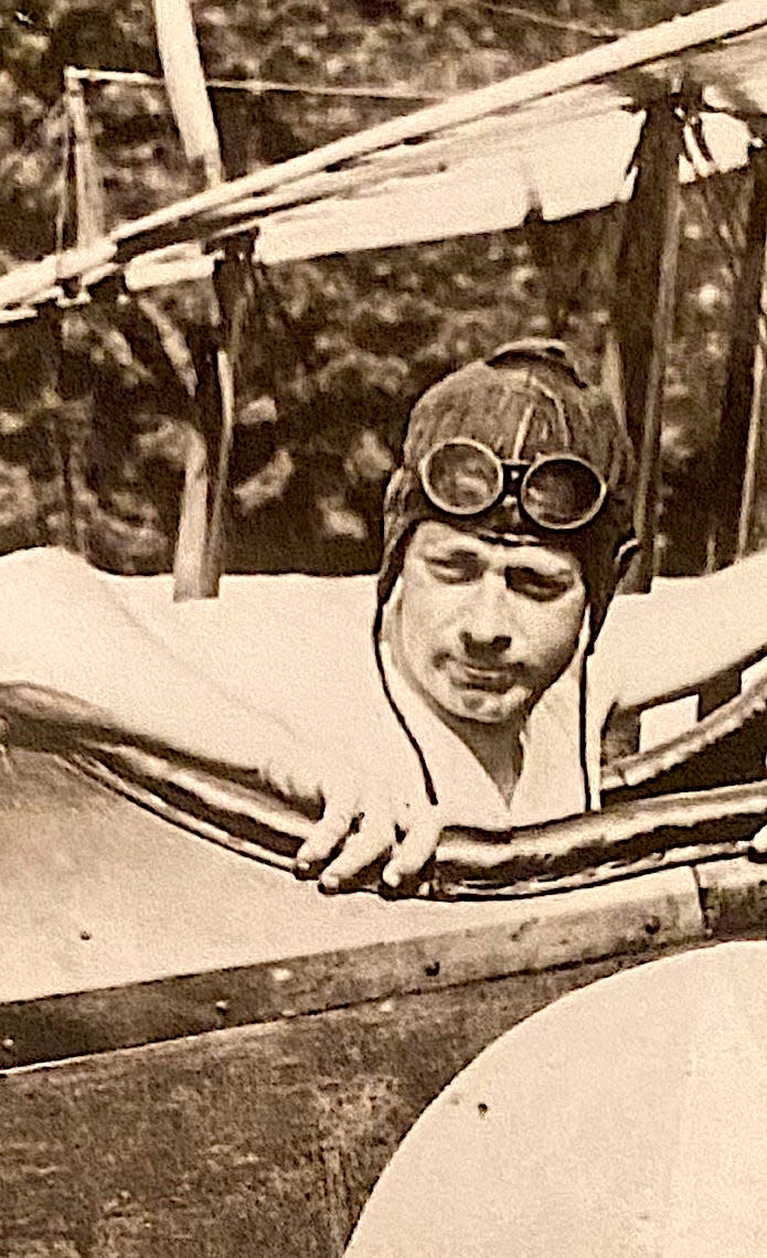 Phillips Rader, a well-known early aviator and Royal Flying Corps veteran, sits in the cockpit of an Army training plane in East Greenwich in 1917. Gallaudet Aircraft had a contract to train Army pilots, and Rader was the chief instructor. An experienced newspaperman, he had written about the Christmas Truce while serving in the French Foreign Legion in 1914. He was killed in a training accident in June 1918.