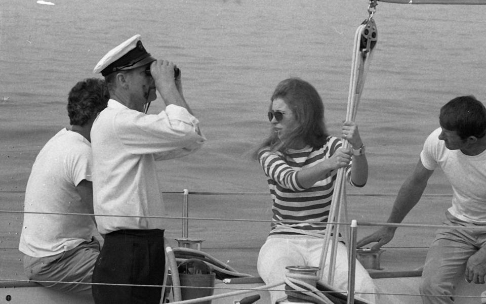 The Duke of Edinburgh and Princess Anne during a Britannia Challenge Cup race at Cowes - Credit: Kate Mason for the Telegraph