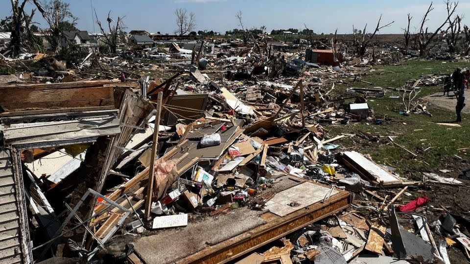 Storm damage is seen in Greenfield, Iowa, on May 22, 2024. - Bill Kirkos/CNN