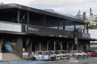 FILE - A burnt car store is pictured in Noumea, New Caledonia, on May, 14, 2024. Global nickel prices have soared since deadly violence erupted in the French Pacific territory of New Caledonia. (AP Photo/Cedric Jacquot, File)
