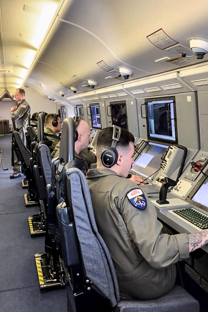 Officers monitored radar images from powerful specialized cameras affixed to the outside of the aircraft. (Janis Mackey Frayer / NBC News)