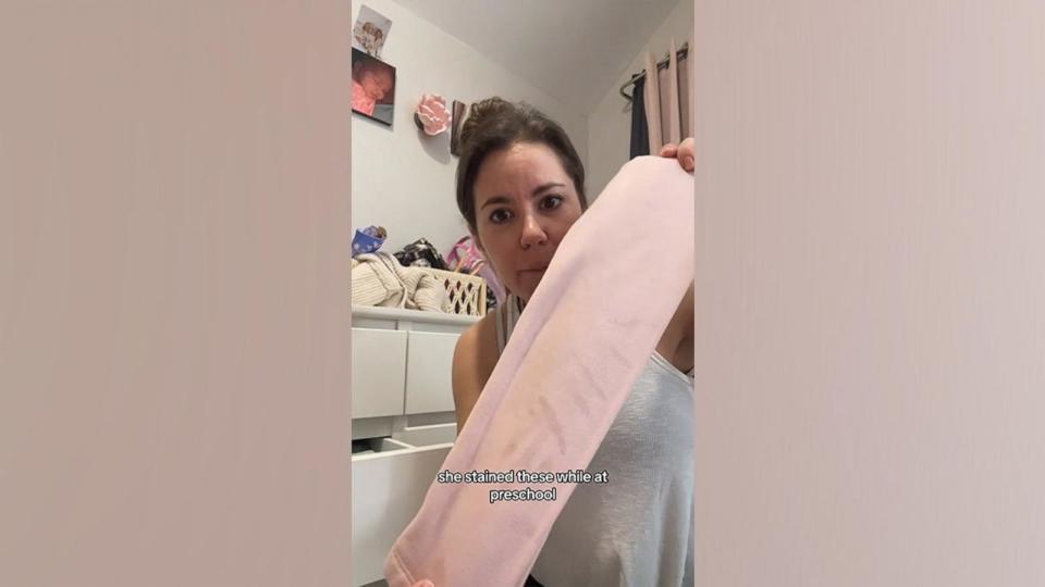 PHOTO: In a TikTok video, Marla Branyan shared why she is OK sending her child to preschool with stained but clean clothes. (Courtesy Marla Branyan)