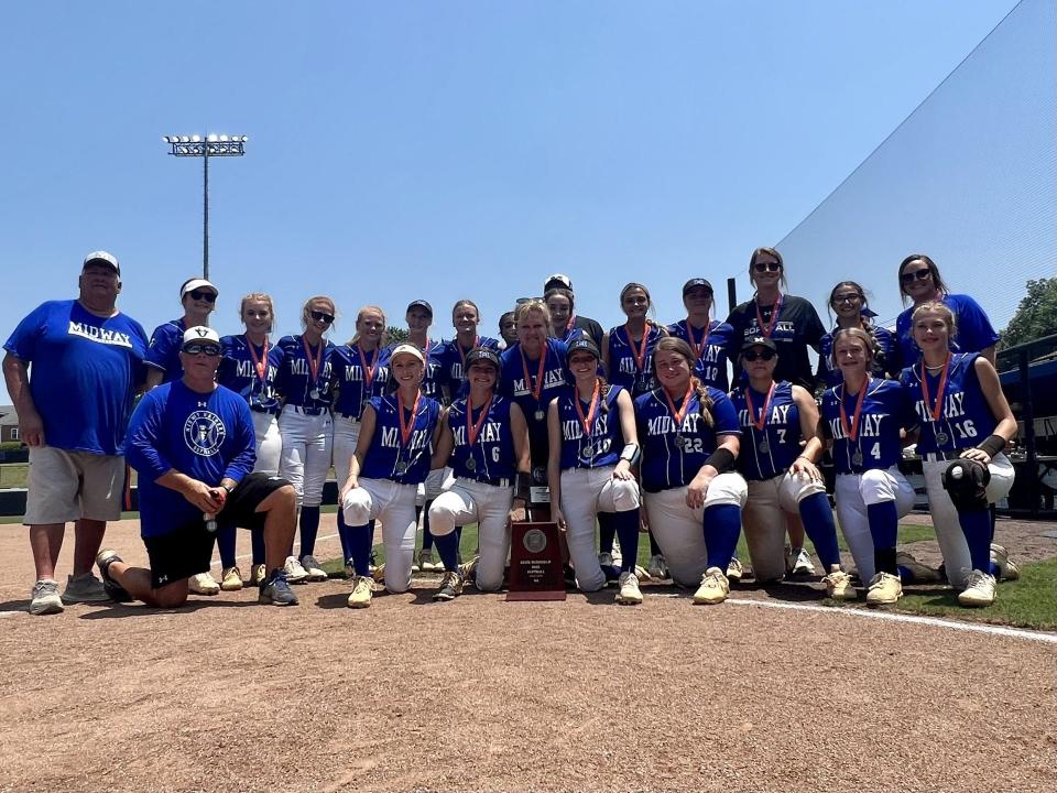 The Midway Raiders softball team poses for a photo at Duke after playing in the NCHSAA 2A state championship. The Raiders fell to West Stanly, which won its fourth straight state title.