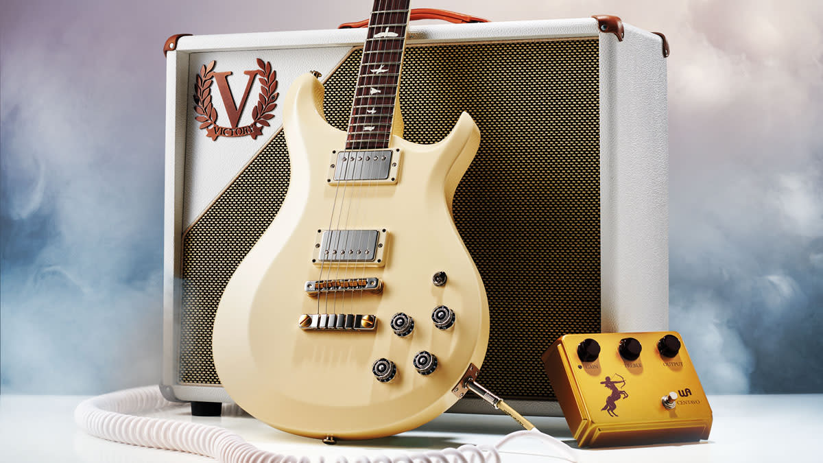  Photo of a PRS guitar, Victory amp and Warm Audio effects pedal 