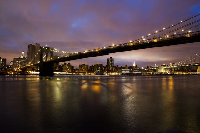 Brooklyn Bridge And Manhattan Night View