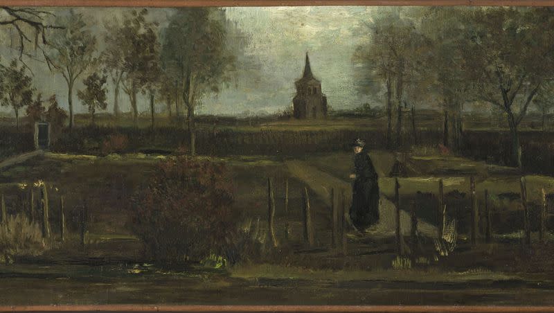 This undated handout photo shows “The Parsonage Garden at Nuenen in Spring,” 1884, by Vincent van Gogh, at the Groninger Museum, Netherlands. The painting was recovered three years after it been stolen.