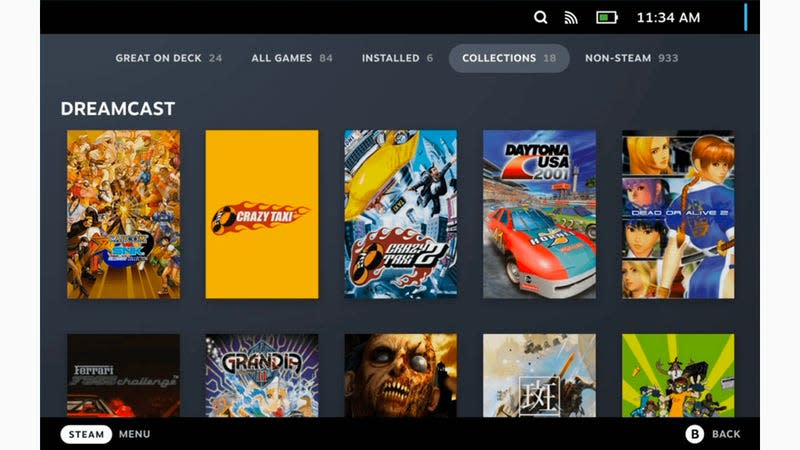 Steam Deck With Dreamcast Games Installed