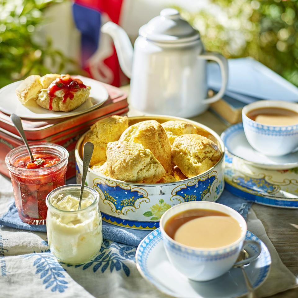 <p>Inspired by a favourite summer cocktail, these decadent scones up the ante of any coronation picnic.</p><p><strong>Recipe: <a href="https://www.goodhousekeeping.com/uk/food/recipes/a40162623/pimms-scones/" rel="nofollow noopener" target="_blank" data-ylk="slk:Pimm’s Scones;elm:context_link;itc:0" class="link ">Pimm’s Scones</a></strong></p>