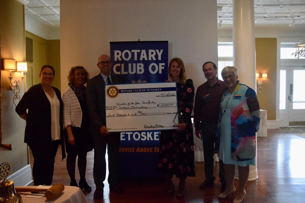 Rotary Club of Petoskey's 2022 Teacher of the Year Sarah Jonker accepted her award at the club's weekly meeting on Wednesday, May 18.