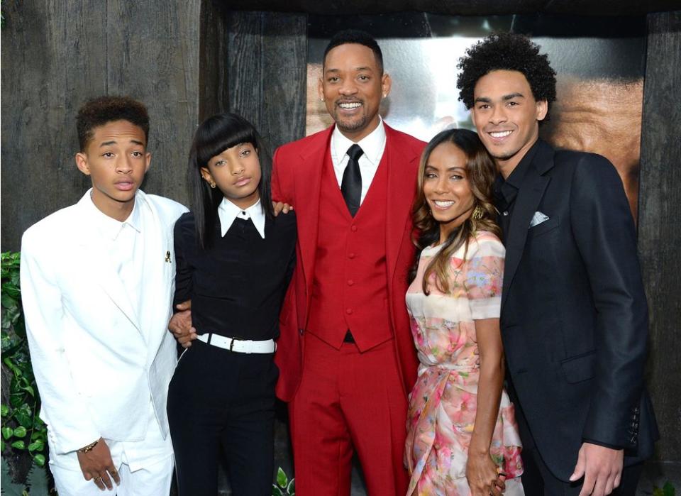 Will Smith and Jada Pinkett Smith with kids Jaden (far left), Willow and Trey