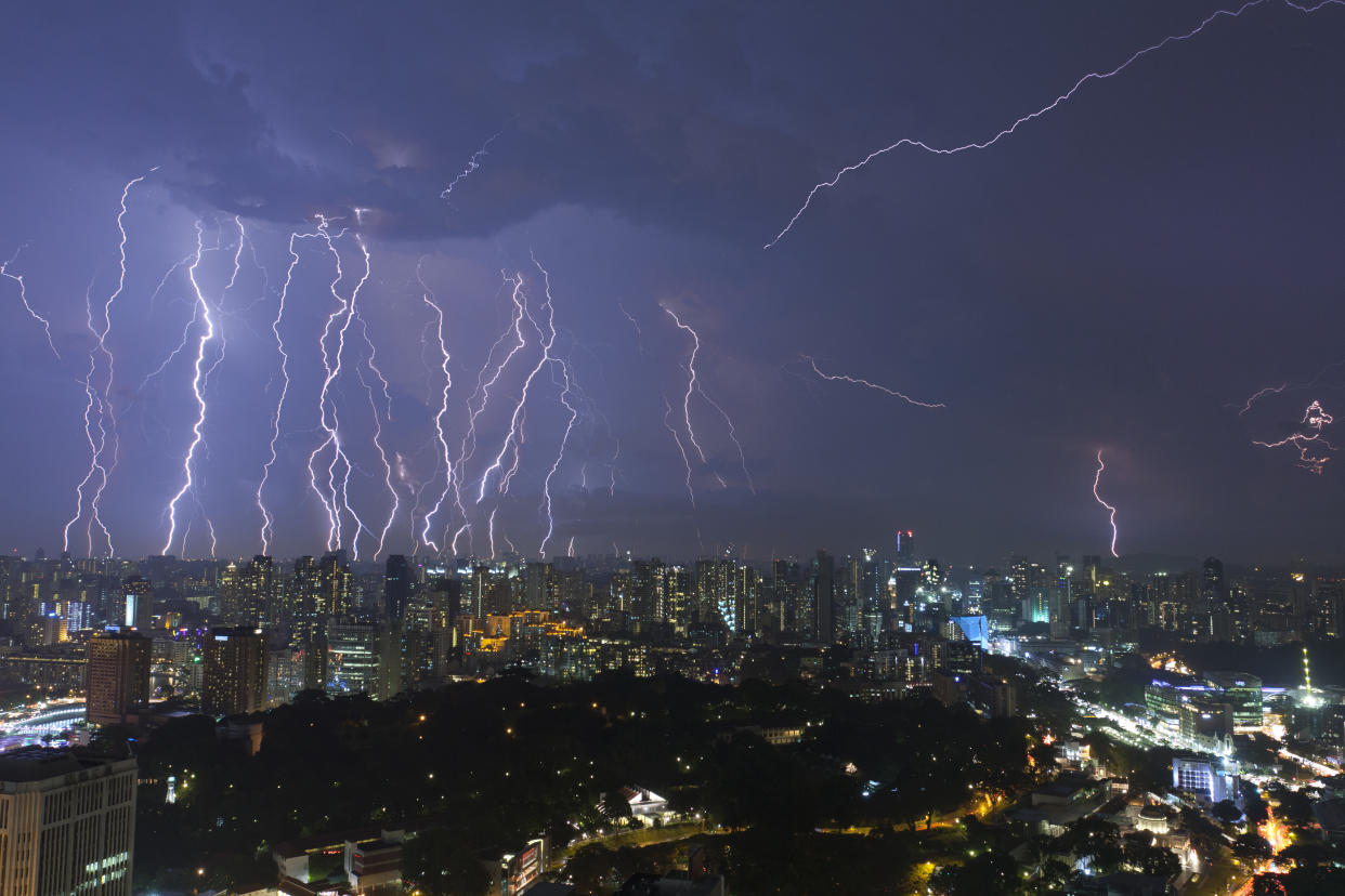 An intense lightning storm over Singapore