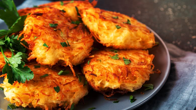 Hash browns on plate