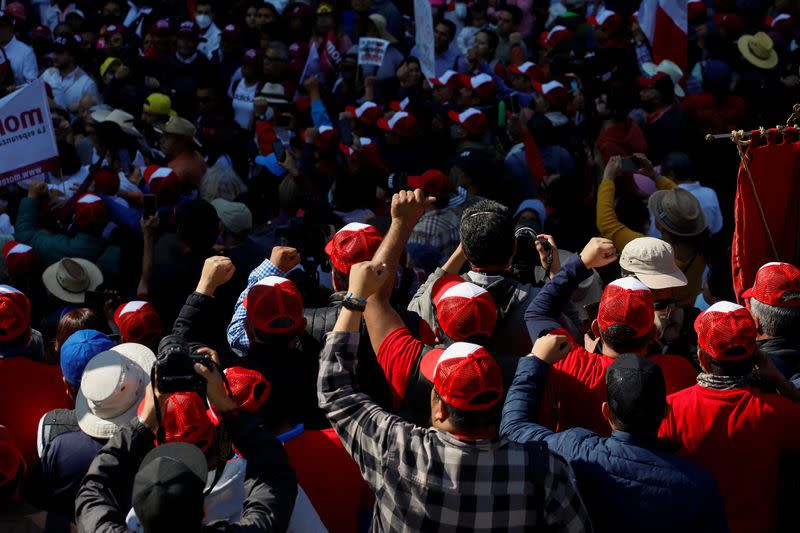 March in support of Mexican President Andres Manuel Lopez Obrador, in Mexico City