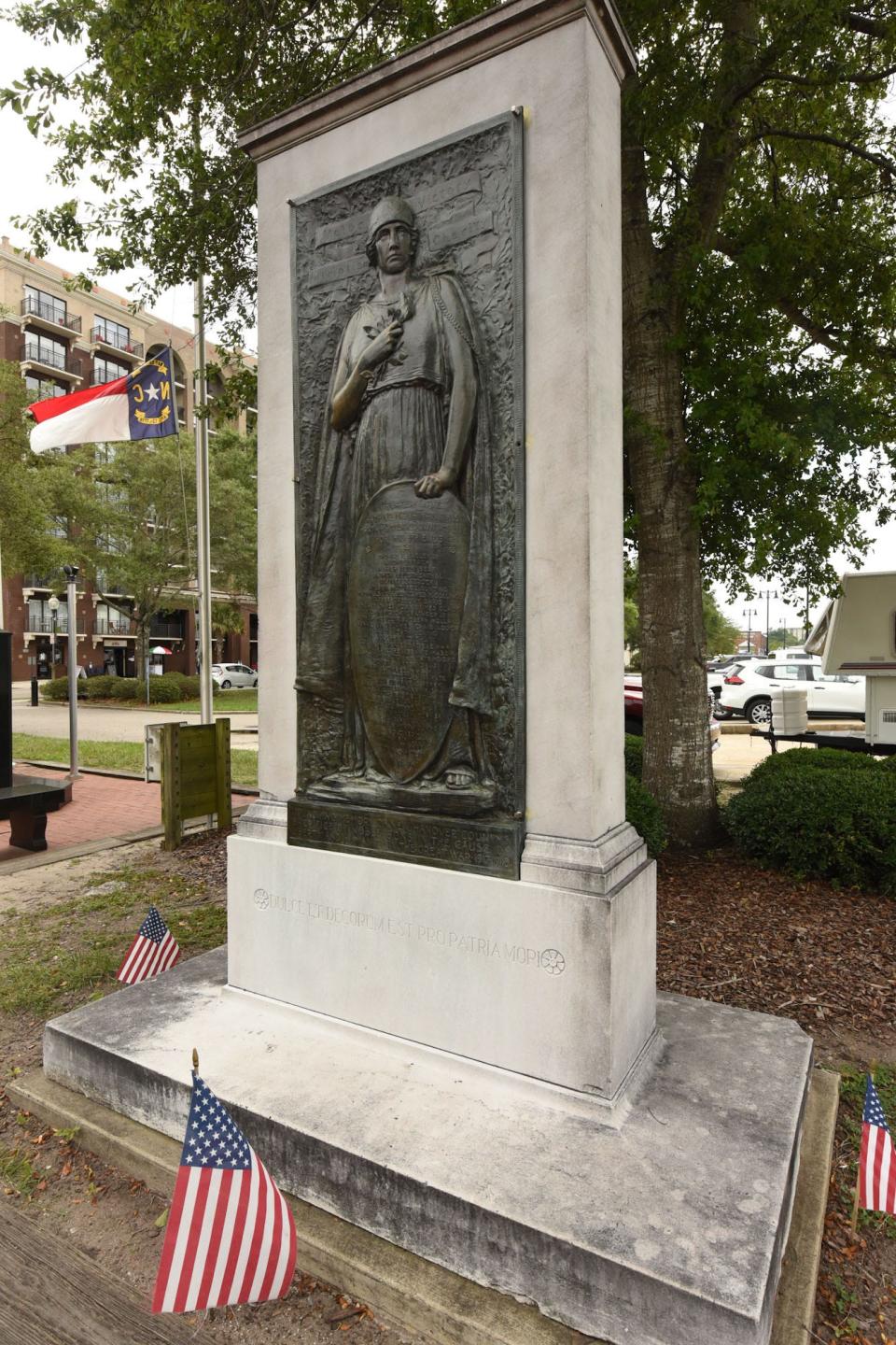 Monument honoring WWI dead was originally erected at 13th and Market streets in front of New Hanover High School. In 2014, the memorial was moved to the Wilmington Riverwalk.