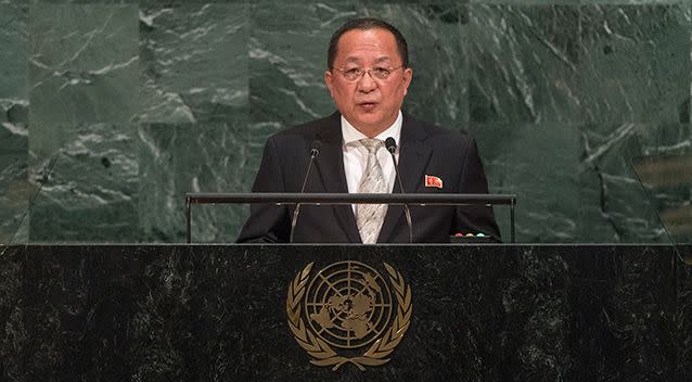 PICTURED: North Korean Minister for Foreign Affairs Ri Yong Ho speaking during the General Debate of the 72nd United Nations General Assembly at UN headquarters in New York. Source: AAP