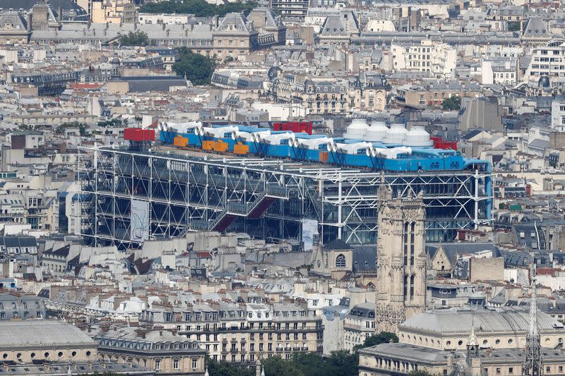 FILE PHOTO: An aerial view shows the Centre Pompidou modern art museum, also known as Beaubourg, and rooftops of residential buildings in Paris