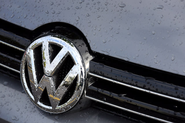 A view of a Volkswagen badge at a dealership in Ashford, Kent, as the company says 11 million vehicles worldwide are involved in a scandal surrounding emissions.