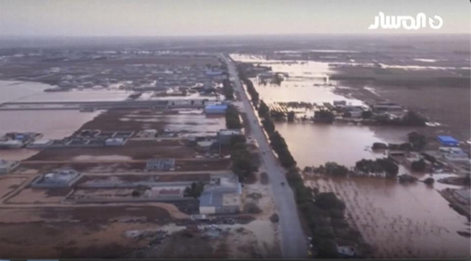 Flooding in Marj, eastern Libya, on Monday (AP)