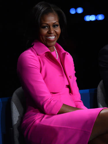 Michelle Obama in a super-bright suit, 2012