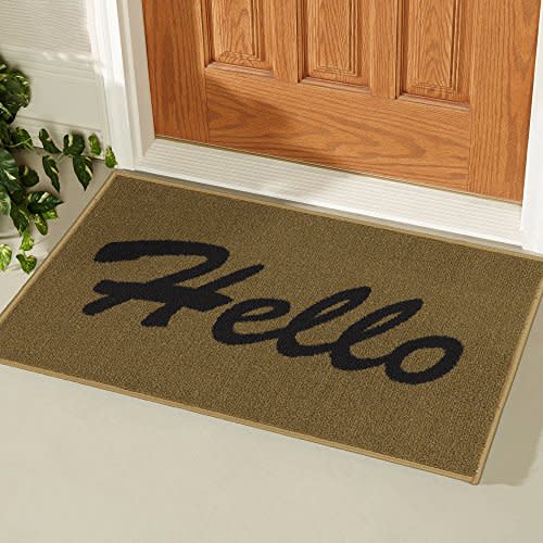 Ottomanson Doormat Collection Rectangular Hello Doormat, 20" X 30", Beige (Amazon / Amazon)