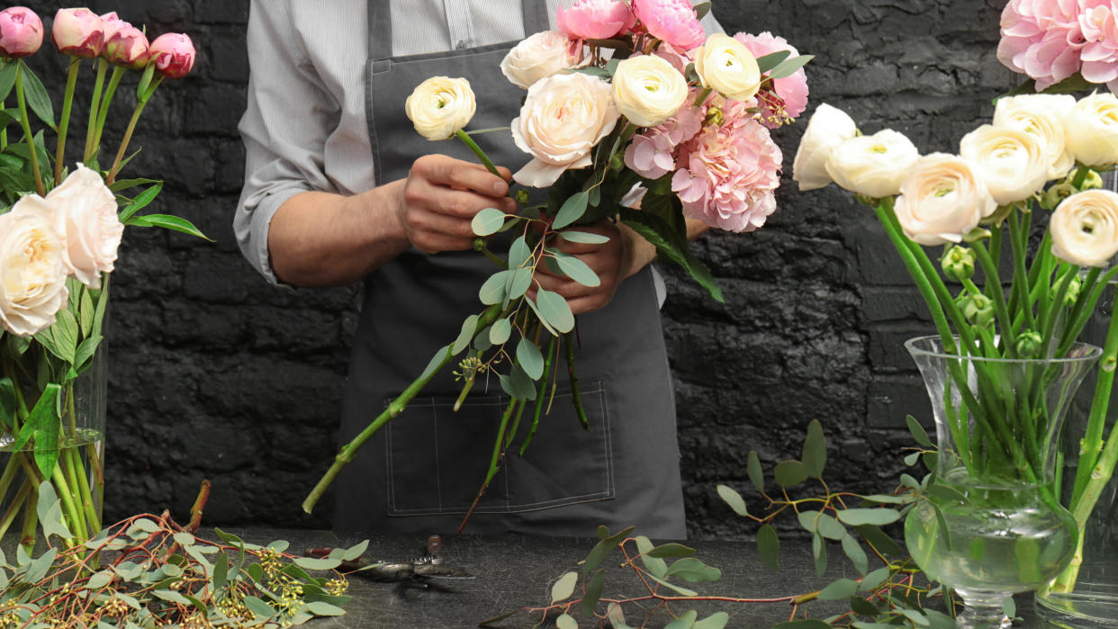  Flowers being prepared for display 