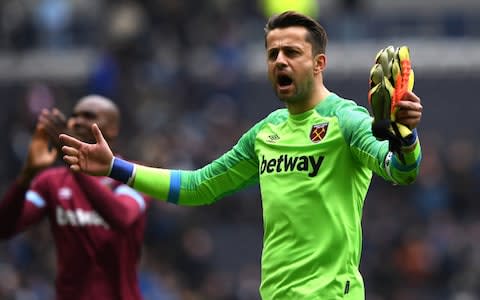 Lukasz Fabianski of West Ham United celebrates victory after the Premier League match between Tottenham Hotspur and West Ham United at Tottenham Hotspur Stadium - Credit: &nbsp;Shaun Botterill/Getty&nbsp;