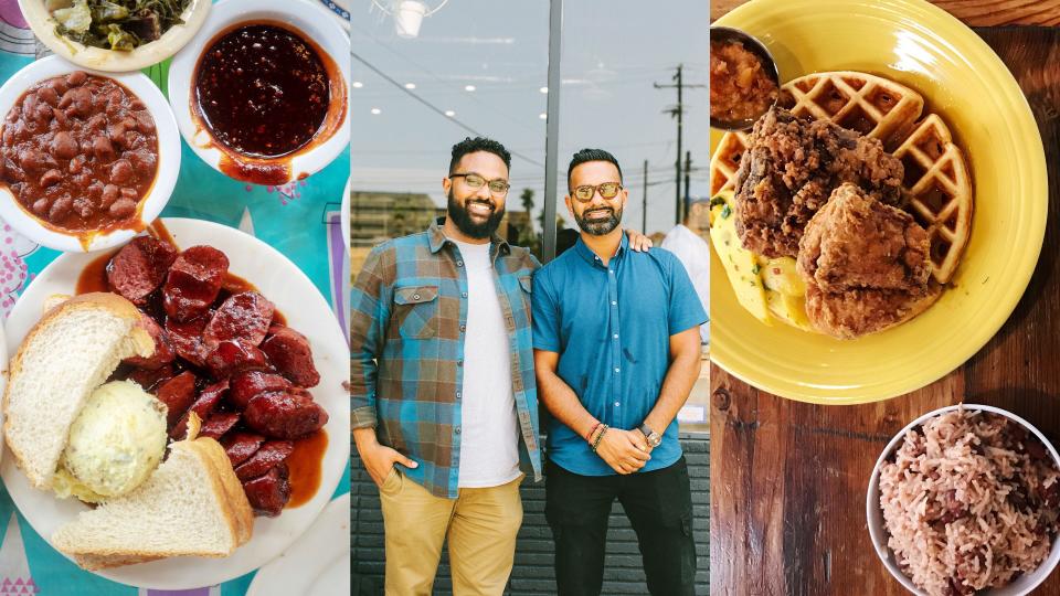 From left to right: Everett and Jones BBQ in Oakland, Yonnie Hagos and Ajay Relan of Hilltop Coffee and Kitchen in L.A., Miss Ollie's in Oakland.