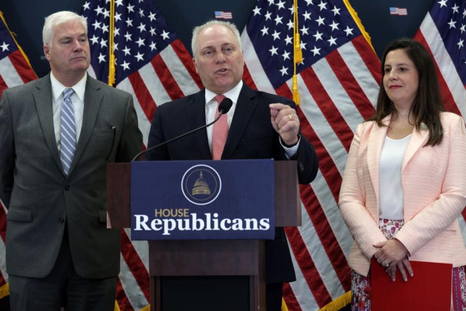 House Majority Leader Steve Scalise at a press conference with Republican leadership (Getty Images)