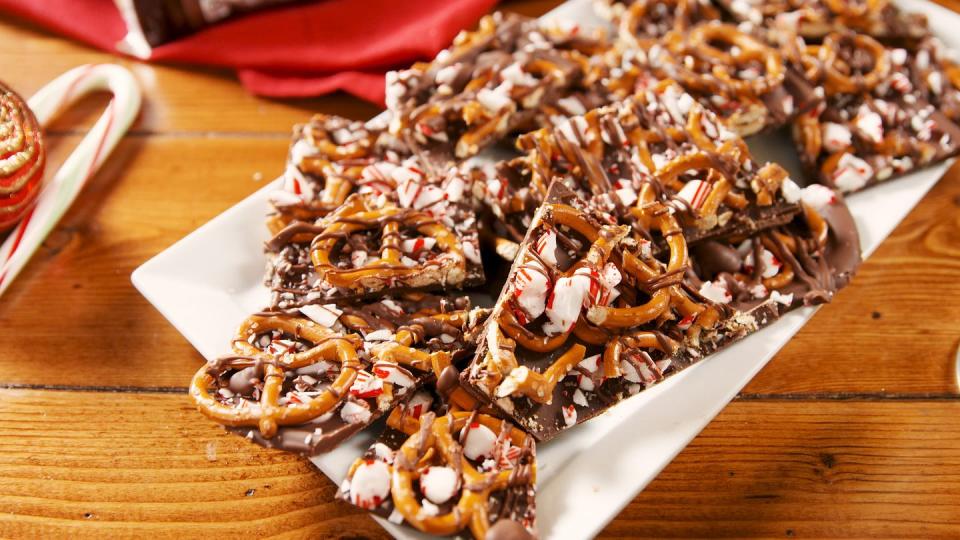 <p>You're gonna want to bring this three-ingredient bark to EVERY holiday party.</p><p>Get the recipe from <a href="https://www.delish.com/cooking/recipe-ideas/a23583650/pretzel-peppermint-bark-recipe/" rel="nofollow noopener" target="_blank" data-ylk="slk:Delish;elm:context_link;itc:0;sec:content-canvas" class="link ">Delish</a>.</p>