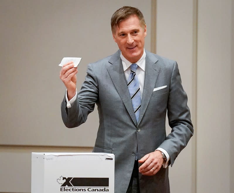 PPC leader Maxime Bernier votes in the federal election in Beauce