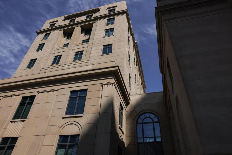 The new and old parts of the Jonas Federal Courthouse in uptown don’t completely connect, said Kevin Sutton. This leaves room for the buildings to expand and contract.