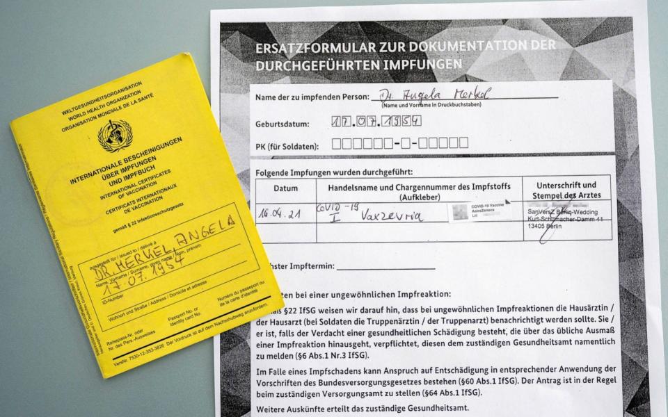 Vaccination documents for German Chancellor Angela Merkel - STEFFEN SEIBERT/BUNDESREGIERUNG