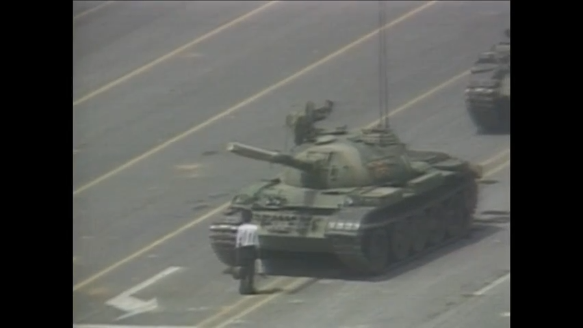 Chinese troops crush a pro-democracy movement in Beijing's Tiananmen Square on June 5, 1989.