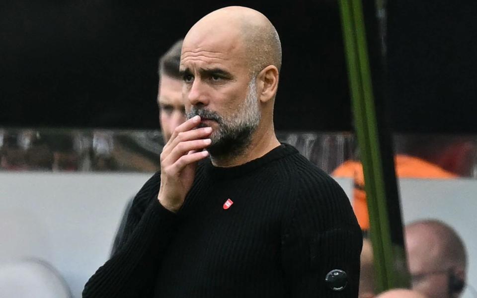 Manchester City's Spanish manager Pep Guardiola looks on during the English Premier League football match between Newcastle United and Manchester City