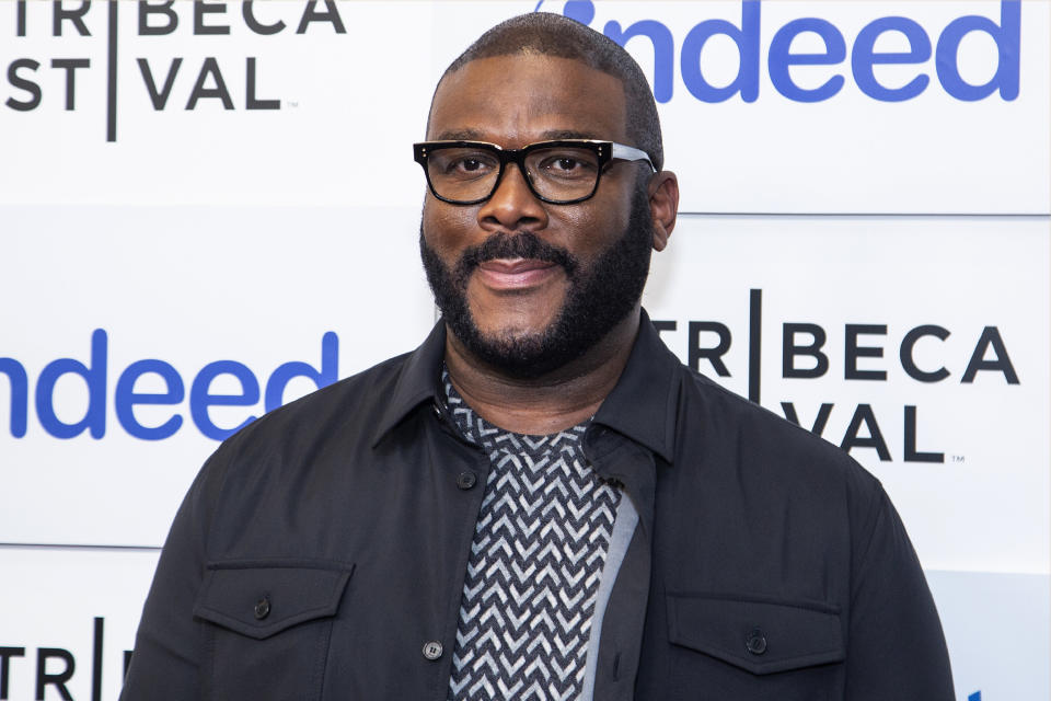 Tyler Perry poses at the Directors Series with Gayle King event at the Tribeca Film Festival in June 2022